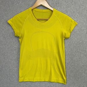 Lululemon Swiftly Tech SS Yellow Green Seamless Athletic Top Womens 6 ? Small